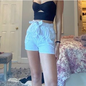 Blue and white striped shorts